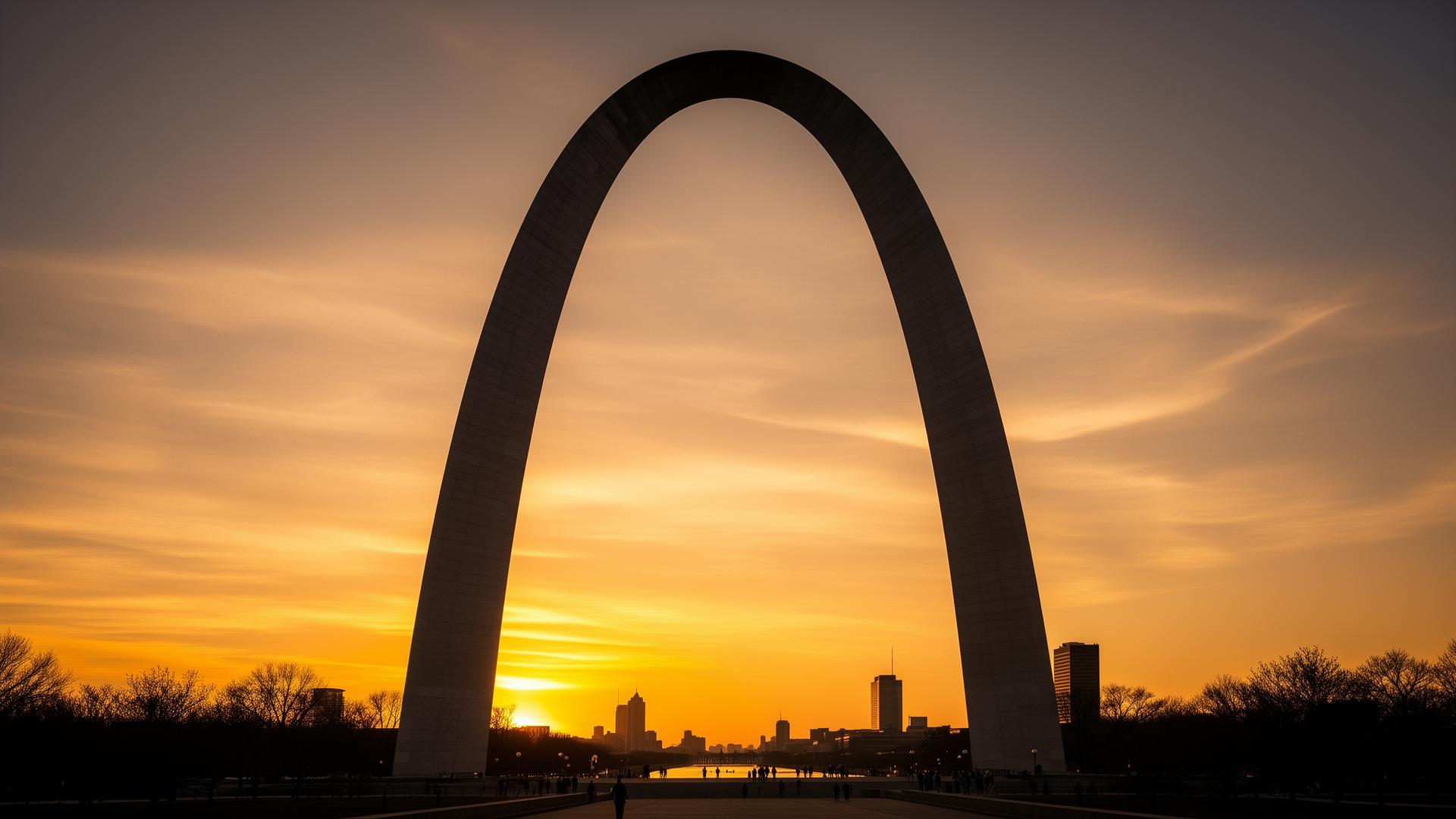 The Gateway Arch in St. Louis at sunset